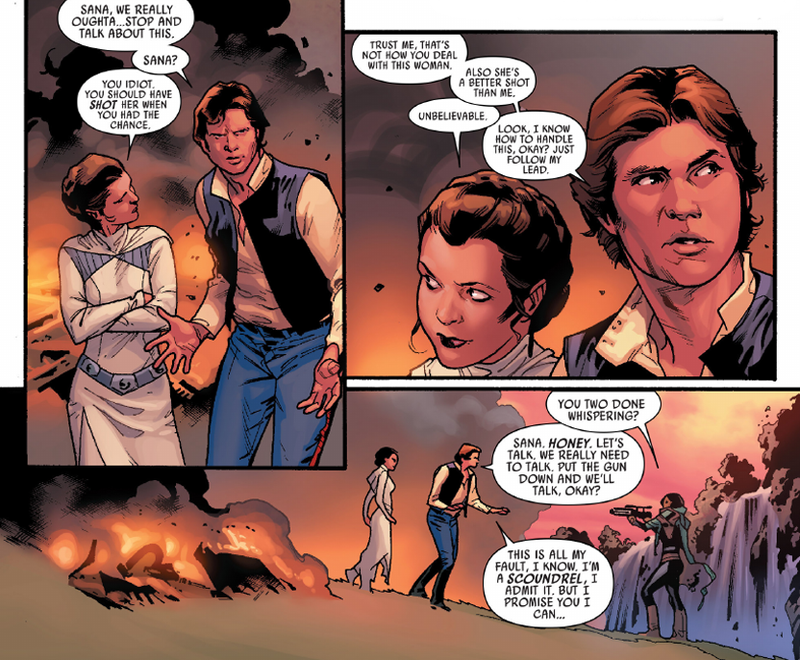 Illustration for article titled In This Week's Star Wars Comic, Princess Leia Gets To Kick Butt—Literally